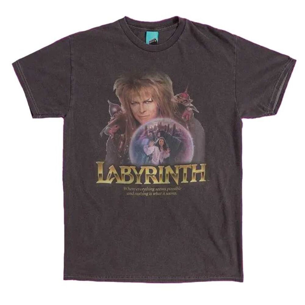 Labyrinth Unisex Adult Jareth The Goblin King Crystal Ball T-Shirt / Charcoal